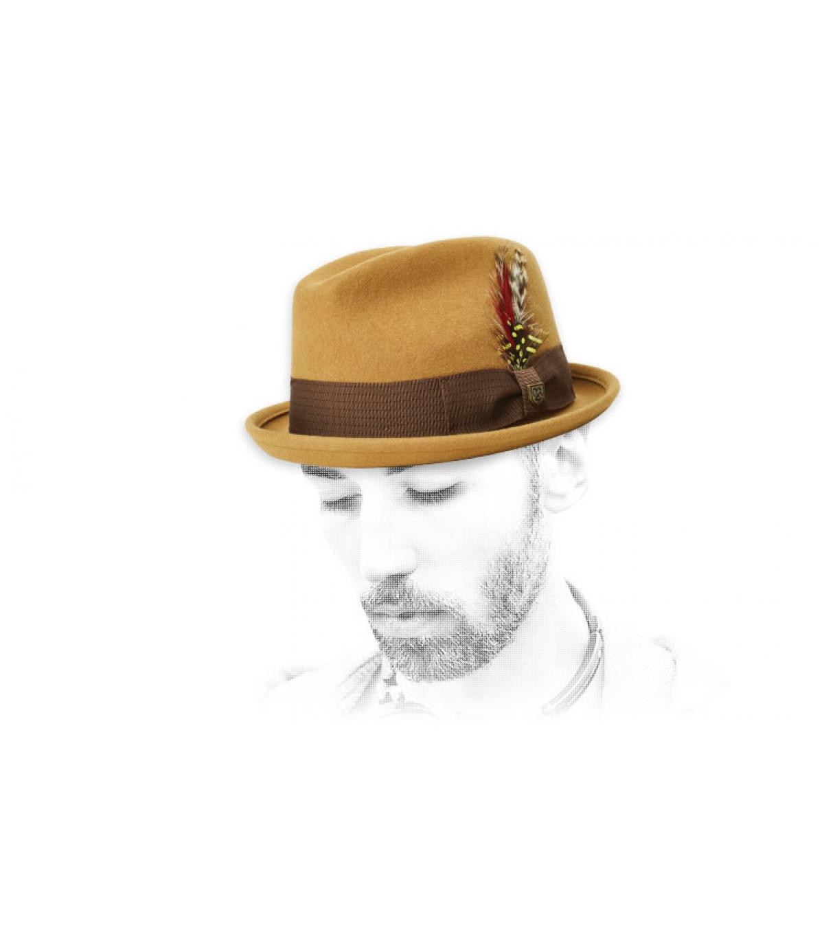 pork pie marron feutre Brixton Gain brass pork pie marron feutre Brixton Gain brass